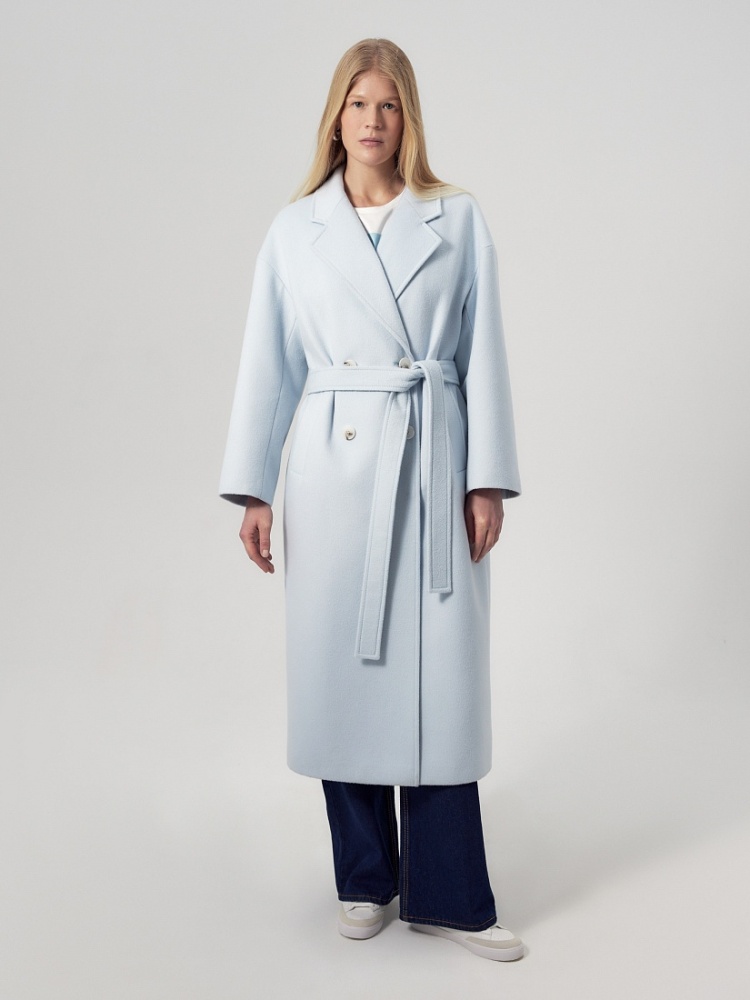 ПАЛЬТО POMPA двубортное с английским воротником и прямым силуэтом